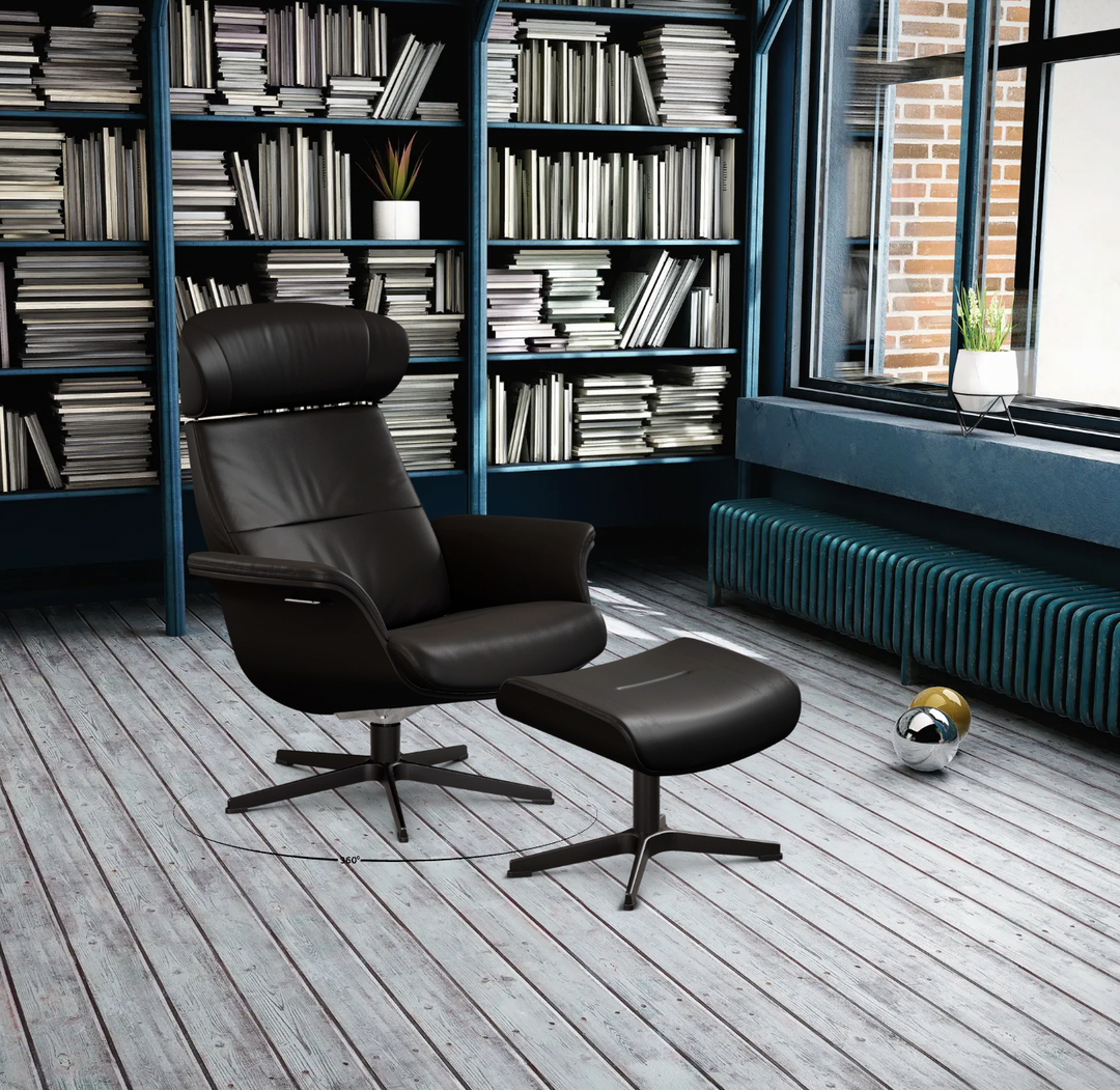 TimeOut Recliner with Footstool - Bolzano Leather