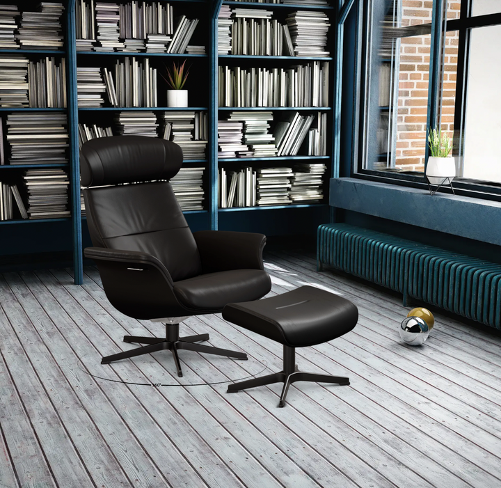 TimeOut Recliner with Footstool - Bolzano Leather