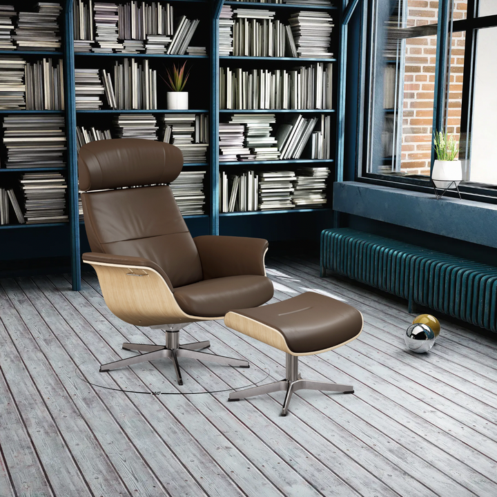 TimeOut Recliner with Footstool - Bolzano Leather
