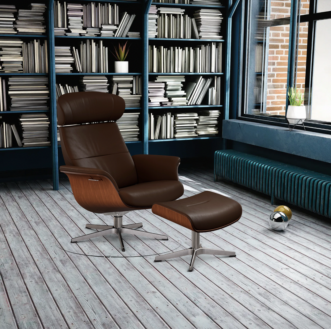 TimeOut Recliner with Footstool - Western Leather