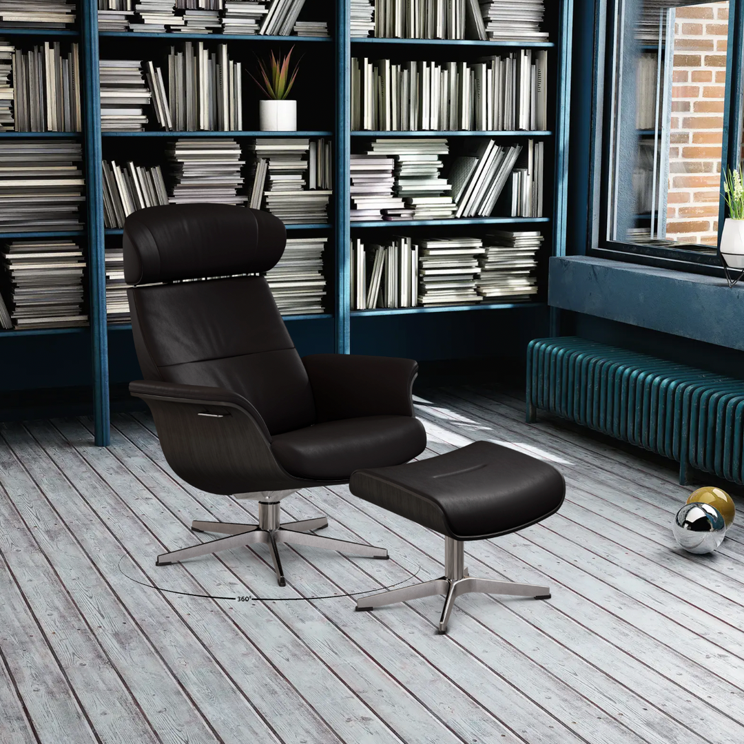 TimeOut Recliner with Footstool - Western Leather