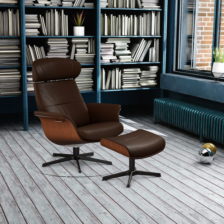 TimeOut Recliner with Footstool - Western Leather