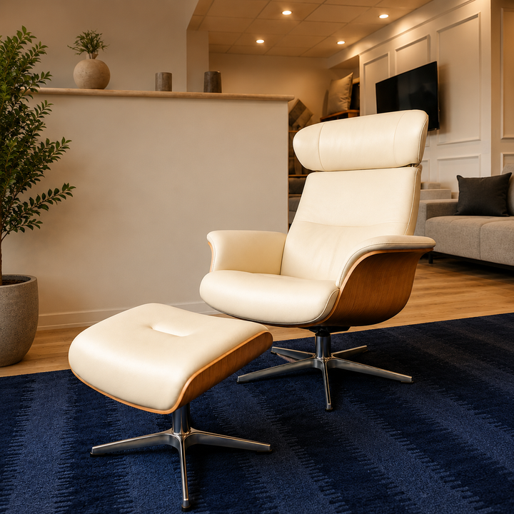 TimeOut Recliner – Fantasy Snow White Leather | Promotional Offer