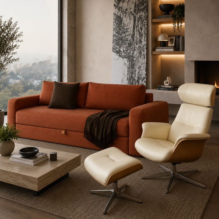TimeOut Recliner – Fantasy Snow White Leather | Promotional Offer