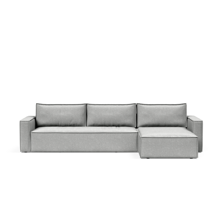 L-shaped Play storage sofa bed with micro-check grey fabric