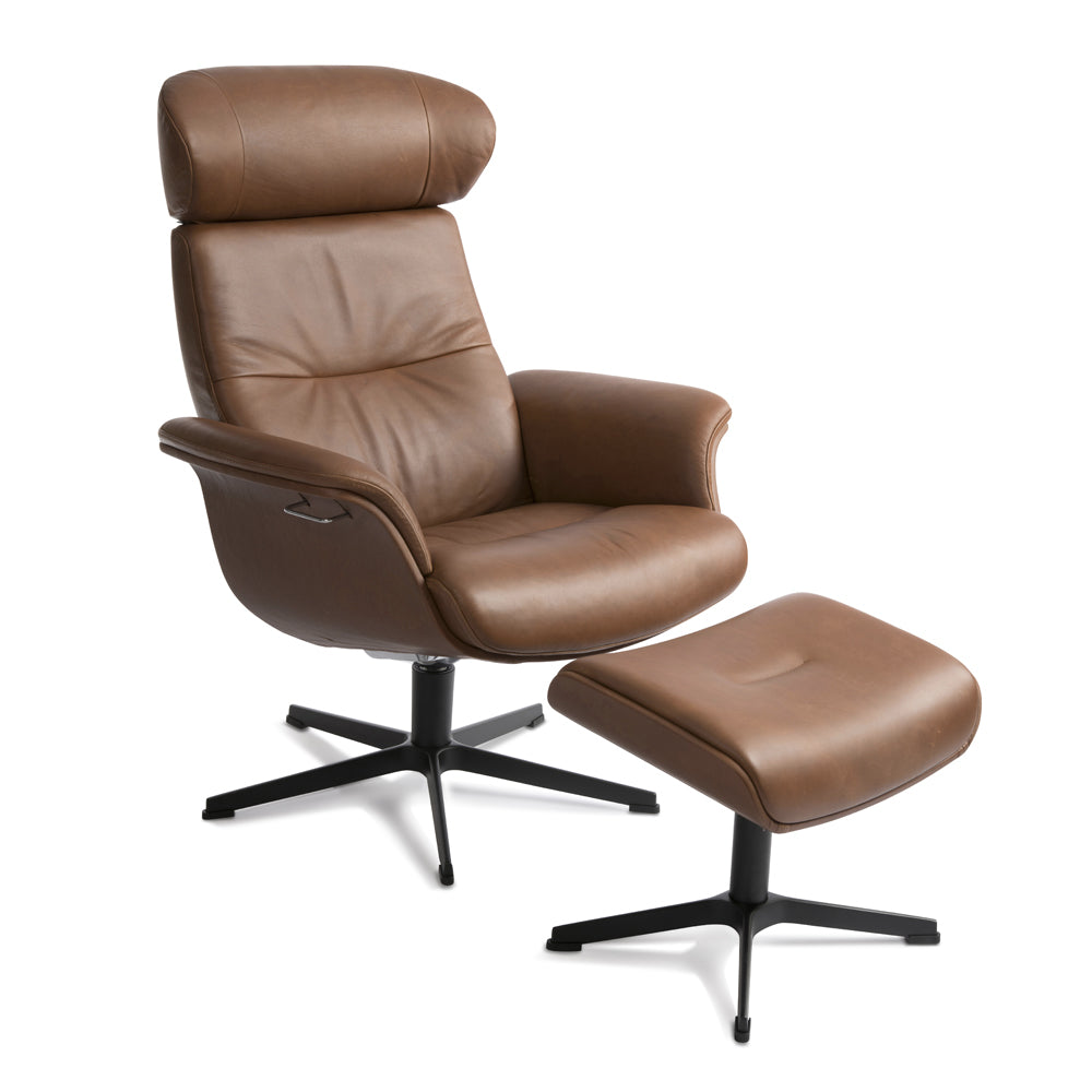 TimeOut Recliner with Footstool - Western Cognac